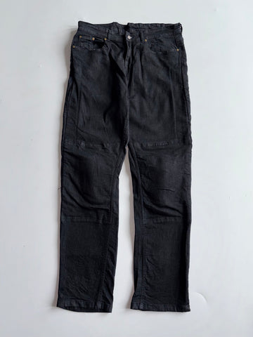 Black Aramid Lined Moto Riding Jeans Knee Padded (W:36) (L:45)