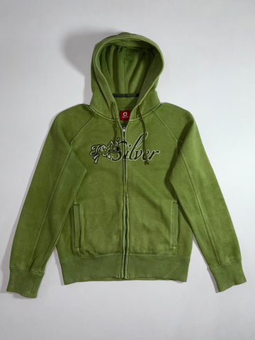 Top Girl Script Embroidered Zip Hoodie – Olive Green (S)