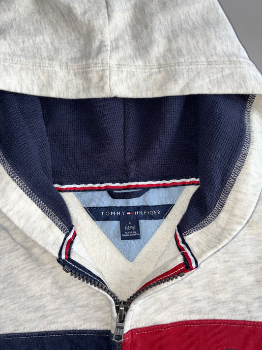 Tommy Hilfiger | Flag Colorblock Zip Hoodie | Grey/Navy/Red (M)