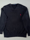 Polo Ralph Lauren Black V-Neck Knit Sweater –(L)