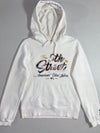 The 5th Street American Blue Jeans White Hoodie with Plaid Script Applique (S)