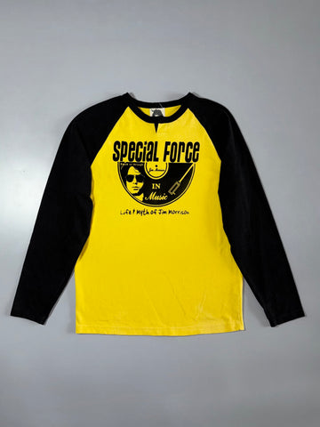 Special Force” Jim Morrison Graphic Raglan Long Sleeve Tee Yellow/Black (L)