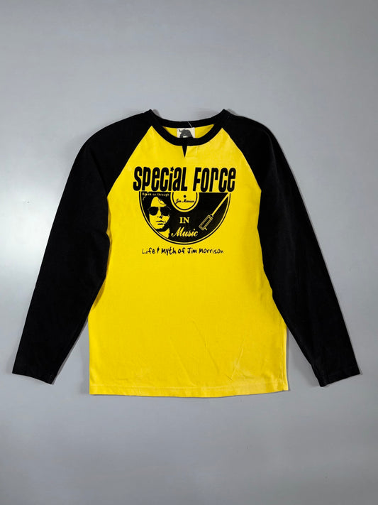 Special Force” Jim Morrison Graphic Raglan Long Sleeve Tee Yellow/Black (L)