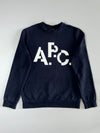 A.P.C. Rue Madame Paris Big Logo Crewneck Sweatshirt Navy Men’s (L)