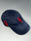 Polo Ralph Lauren Black Classic Pony Dad Cap – Red Embroidered Logo, Brass Buckle (Adjustable)