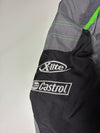 Grey & Black Motorcycle Racing Jacket with Neon Green Graphics & Sponsor Logos (3XL)