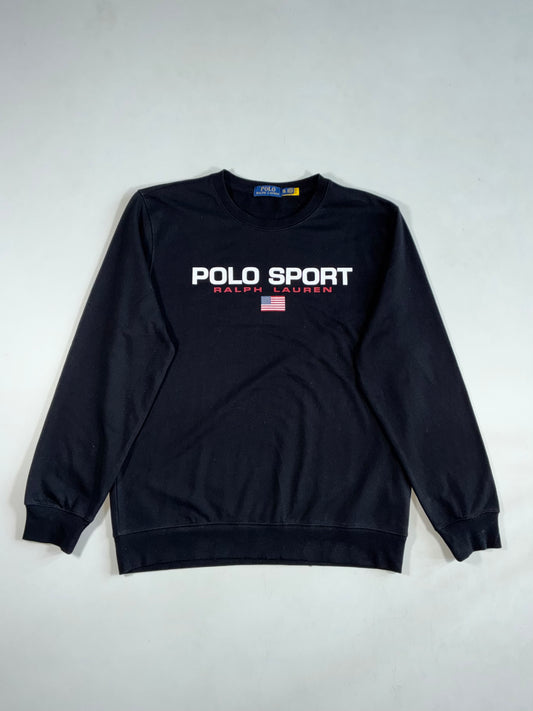 Polo Sport Ralph Lauren Black Crewneck Sweatshirt – Flag Logo (XL)