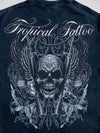 Tropical Tattoo Skull Wing Script Graphic T-Shirt Black (M)