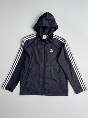 Adidas Originals Black Trefoil Windbreaker Hooded Jacket (Size M/L )