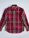 Burberry Brit 100% Cashmere Made in Scotland Signature Check Button-Down Shirt Burgundy (M)