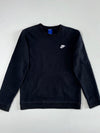 Nike Club Fleece Embroidered Logo Black Crewneck, (S)