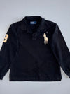 Polo by Ralph Lauren Big Pony #3 Gold Embroidered Long Sleeve Pique Polo Shirt Black (M)