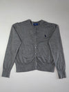 Polo Ralph Lauren Grey Button-Up Cardigan – Navy Pony Logo Women’s (S/M)