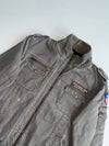 5th Street Jeans Sherpa Lined Military Bomber Jacket – Washed Grey (L)