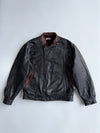 Batani Sports Black Leather Jacket (Brown Collar/Pocket (L/XL)