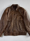Canda Collection Black Leather Bomber Jacket (XL)