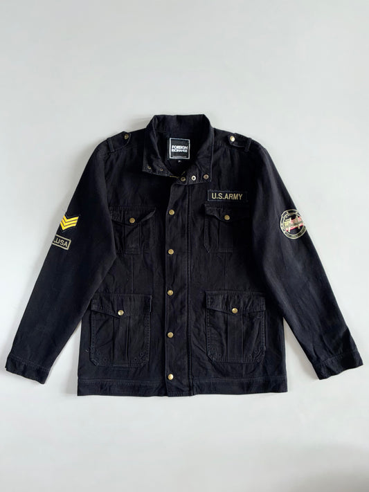 Foreign Exchange Black U.S. Army Patch Field Jacket (L)