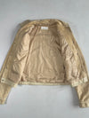Closed Tan Suede Western Yoke Jacket with Piped Trim & Snap Buttons (S)