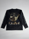Bulldog Graphic Long Sleeve T-Shirt – Biker Bulldog Print Black (L)