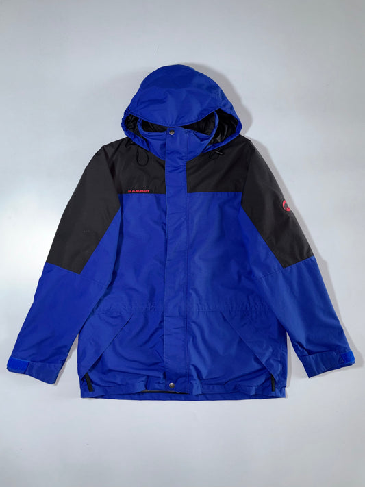 Mammut Vintage Blue & Black Colorblock GORE-TEX Hooded Ski/Mountain Jacket (XL/2XL)