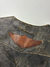 Harley-Davidson Distressed Black Leather Biker Vest with Side Lacing (L)