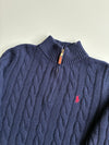 Polo Ralph Lauren Navy Cable Knit Quarter Zip Sweater (S/M)