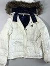 American Eagle Cream Puffer Jacket – Faux Fur Hood, Women's Detachable Caps (XL)
