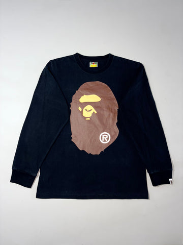 A Bathing Ape BAPE Ape Head Big Logo Long Sleeve Tee – Black (M)