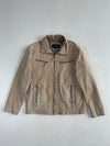 C. Comberti Beige Suede Leather Zip-Up Jacket with 4 Zip Pockets, (XL)