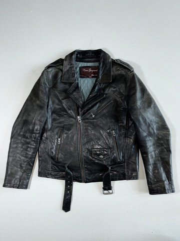 Cuirs Guignard Classic Black Leather Biker Jacket (XL)