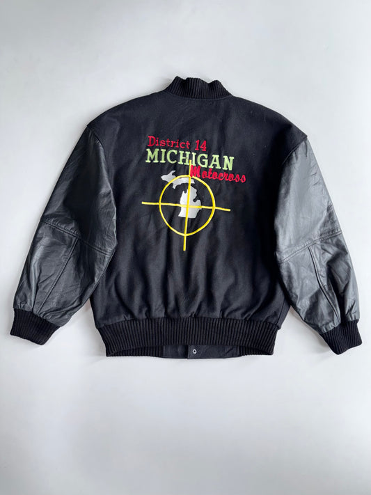 Burk’s Day Premium Varsity Jacket with Leather Sleeves (L/XL)