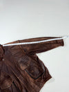 Vintage Brown Distressed Leather Detachable Sleeve Bomber Jacket (2XL)
