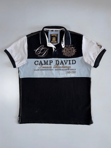 Camp David Black Colourblock Tennis Polo (XL/2XL)
