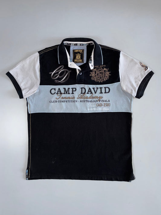 Camp David Black Colourblock Tennis Polo (XL/2XL)