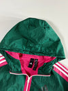Adidas 3-Stripe Half-Zip Hooded Anorak – Green/Pink (Women's)(L)