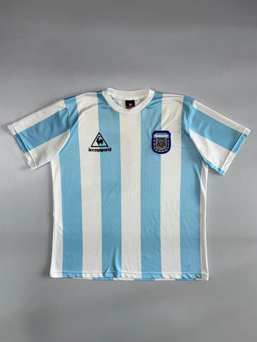 Le Coq Sportif | Argentina AFA Home Football Jersey | Sky Blue & White Stripes (XL)