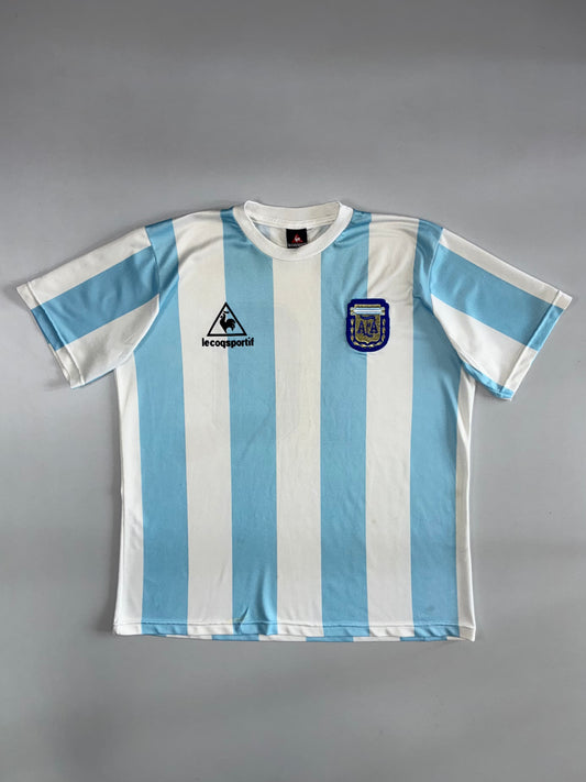 Le Coq Sportif | Argentina AFA Home Football Jersey | Sky Blue & White Stripes (XL)