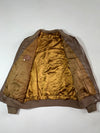Vintage Brown Leather Bomber Jacket With Ribbed Collar (XL)