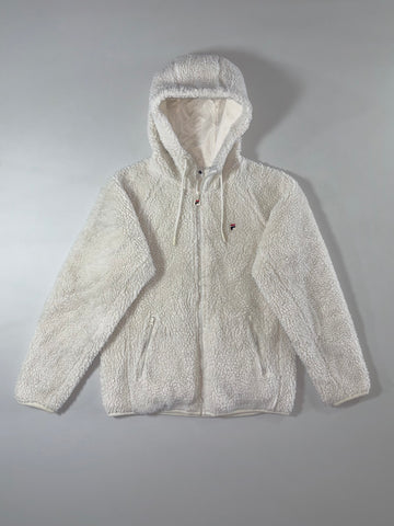 Fila Sherpa Fleece Hooded Zip-Up Jacket  Off-White, (M)