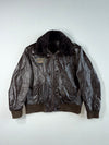 Vintage Arizona Jean Co. Brown Leather Bomber Jacket with Fur Collar Furr Inside (L)