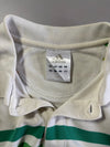 Y2K Adidas White Green Striped Polo T-Shirt (L)