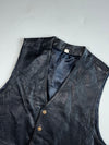 Vintage Black Leather Button-Up Waistcoat Vest (S)