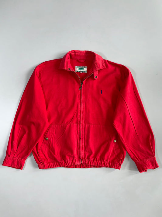 Vintage Bossini Harrington Jacket Red Cotton Casual Wear(M)