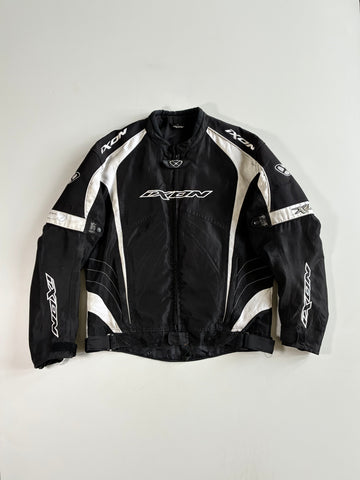 Vintage Ixon Black White Motorcycle Racing Jacket (XL)