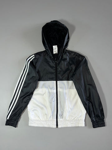 Adidas Black & White Colorblock Hooded Windbreaker (XS/S)