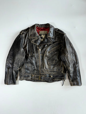 Vintage Redskins Riders Distressed Leather Double Rider Jacket (XL)