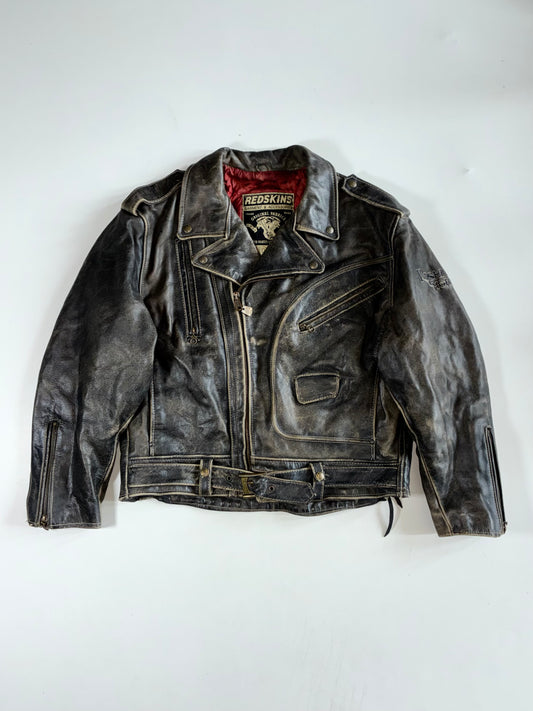 Vintage Redskins Riders Distressed Leather Double Rider Jacket (XL)
