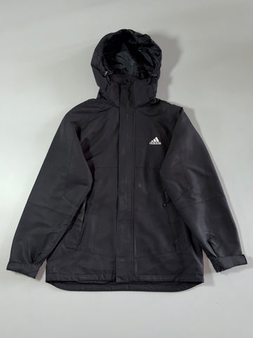 Vintage Adidas Padded Hooded Utility Jacket – Black (M/L)