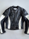 Austsales Direct Black White Leather Racing Jacket (Paded)(M)