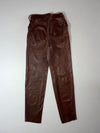 Vintage Brown Leather Side Lace Up Western Pants (W:26) (L:42)